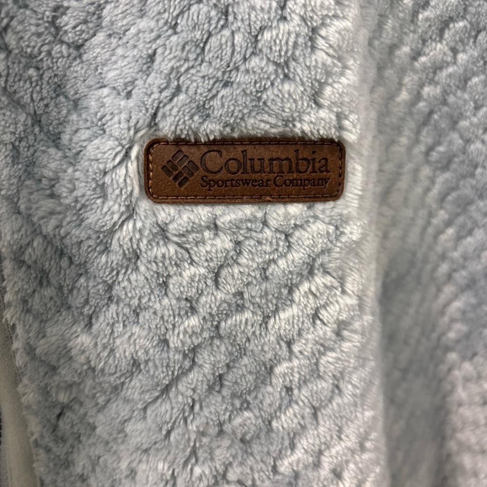 Columbia Women’s Plus Size Fire Side II Sherpa Full Zip Size 1X Light Blue EUC - Picture 3 of 6